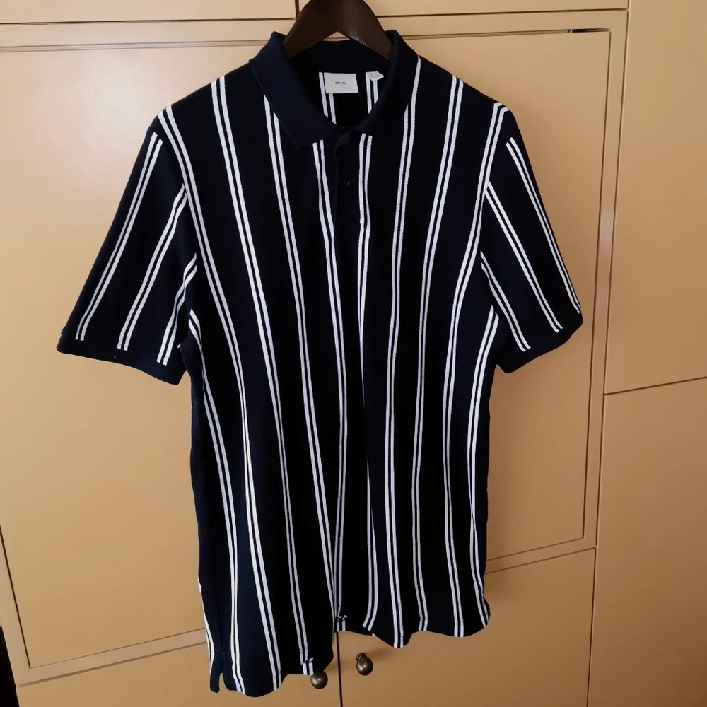 MANGO Striped cotton polo shirt - (XL) - Picture 4 of 11